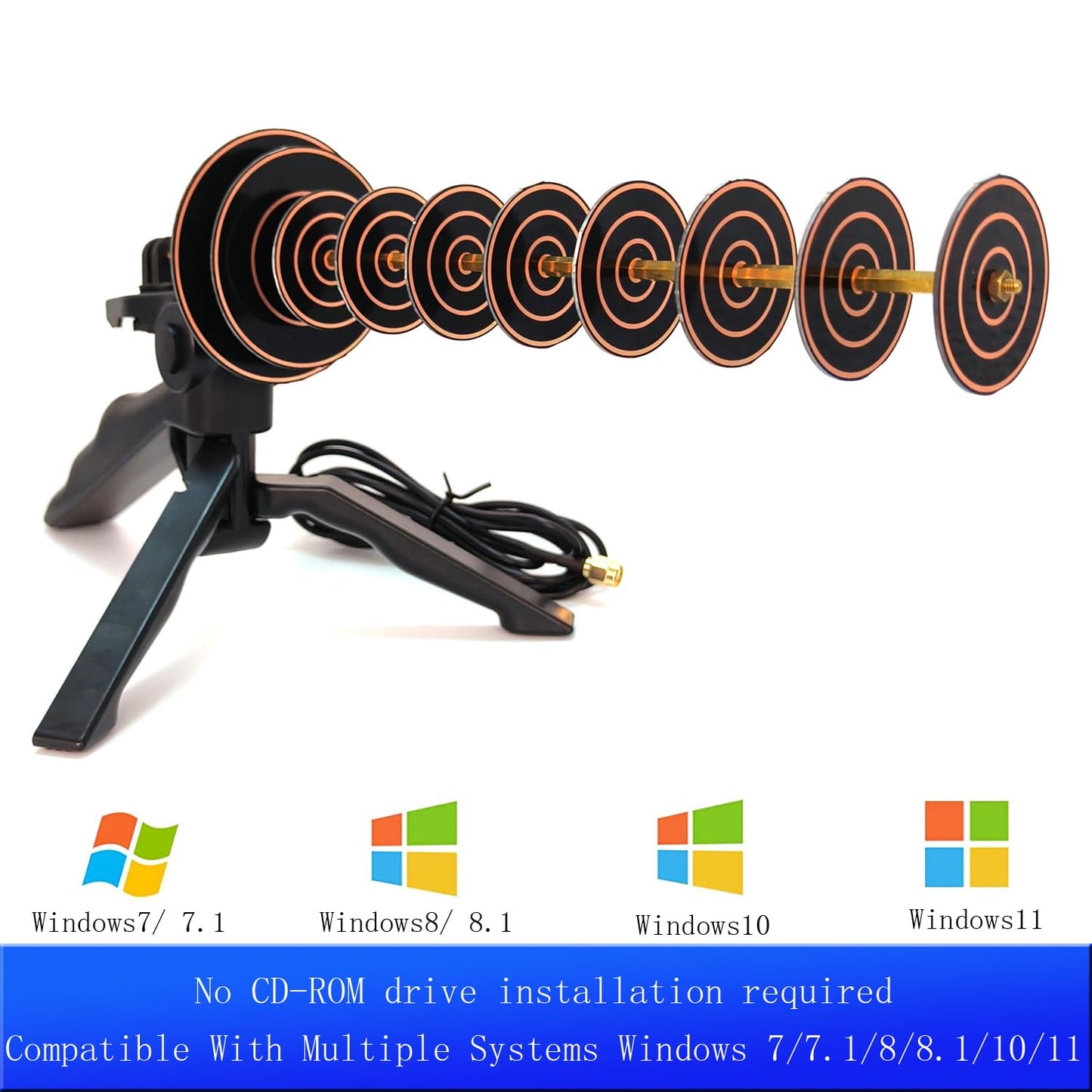 2.4G WiFi Yagi Directional Antenna USB Wireless Adapter Laptop Desktop PC Signal Increase Extension Long Distance Reception (USB Adapter and WiFi