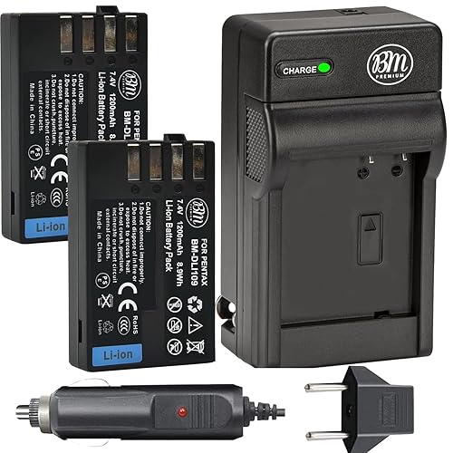 BM Premium 2 Pack of D-LI109 Batteries and Battery Charger for Pentax KP, K-R, K-S1, K-S2, K-30, K-50, K-70, K-500 Digital SLR Camera