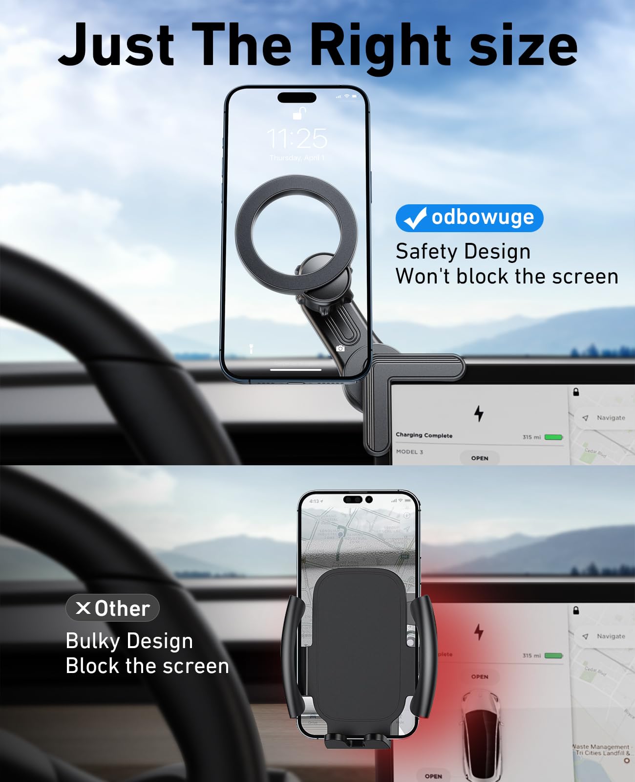 Tesla Phone Mount, [Strong Magnets & Super Stable ] Tesla Phone Holder Model 3/Y Accessories for Tesla Screen, for Magsafe Car Mount Can Be Adjusted