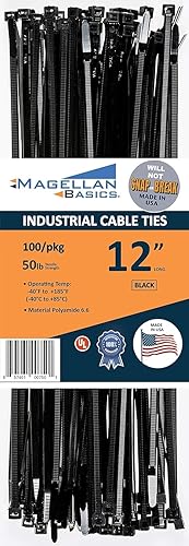 100 Pack Cable Zip Ties Heavy Duty"Made in the USA" 8 inch, Black (Made in the USA will not Break or Snap)