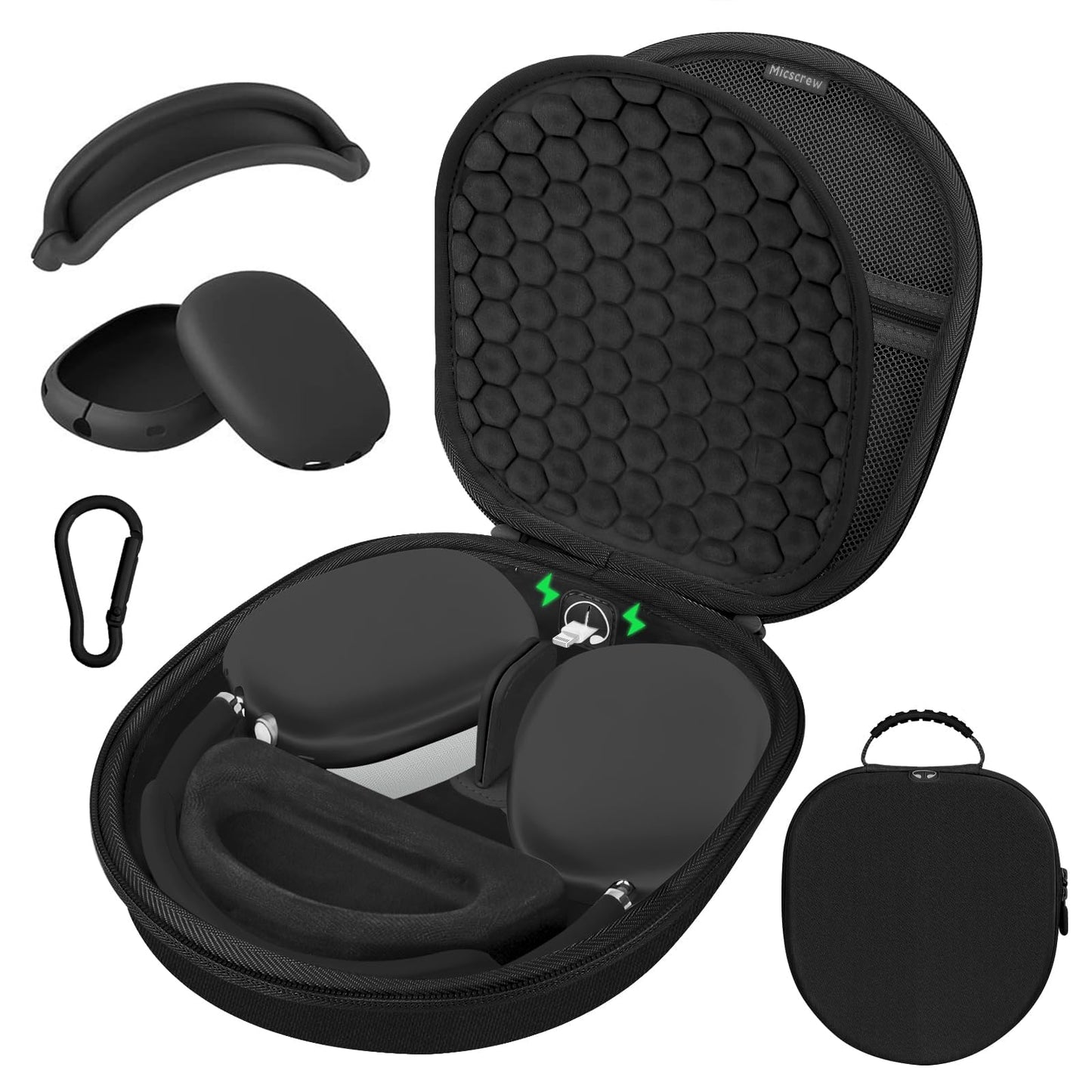 Micscrew AirPod Max Case with Sleep and Charging Support, AirPods Max Accessory Compatible with Apple AirPods Max Wireless Over-Ear Headphones, Travel