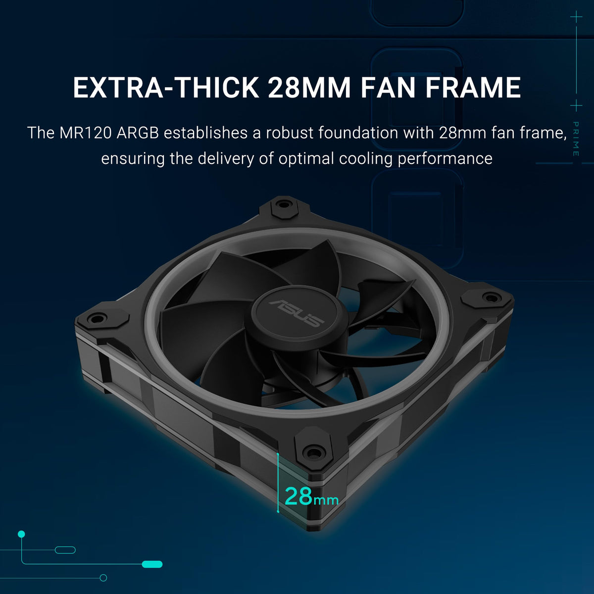 ASUS Prime MR120 ARGB Reverse Fan Black Triple Pack, 28mm Extra-Thick Frame, Quiet, high-Performance Cooling with PWM, 20 ARGB LEDs with Dual-Sided