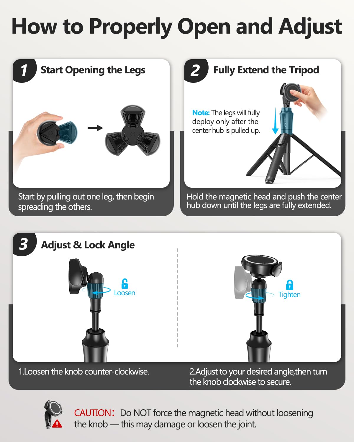 UBeesize 72'' Magnetic Tripod for iPhone with Remote, Extendable Cell Phone Tripod Stand, Compatible with MagSafe, Selfie Stick Tripod for iPhone 15