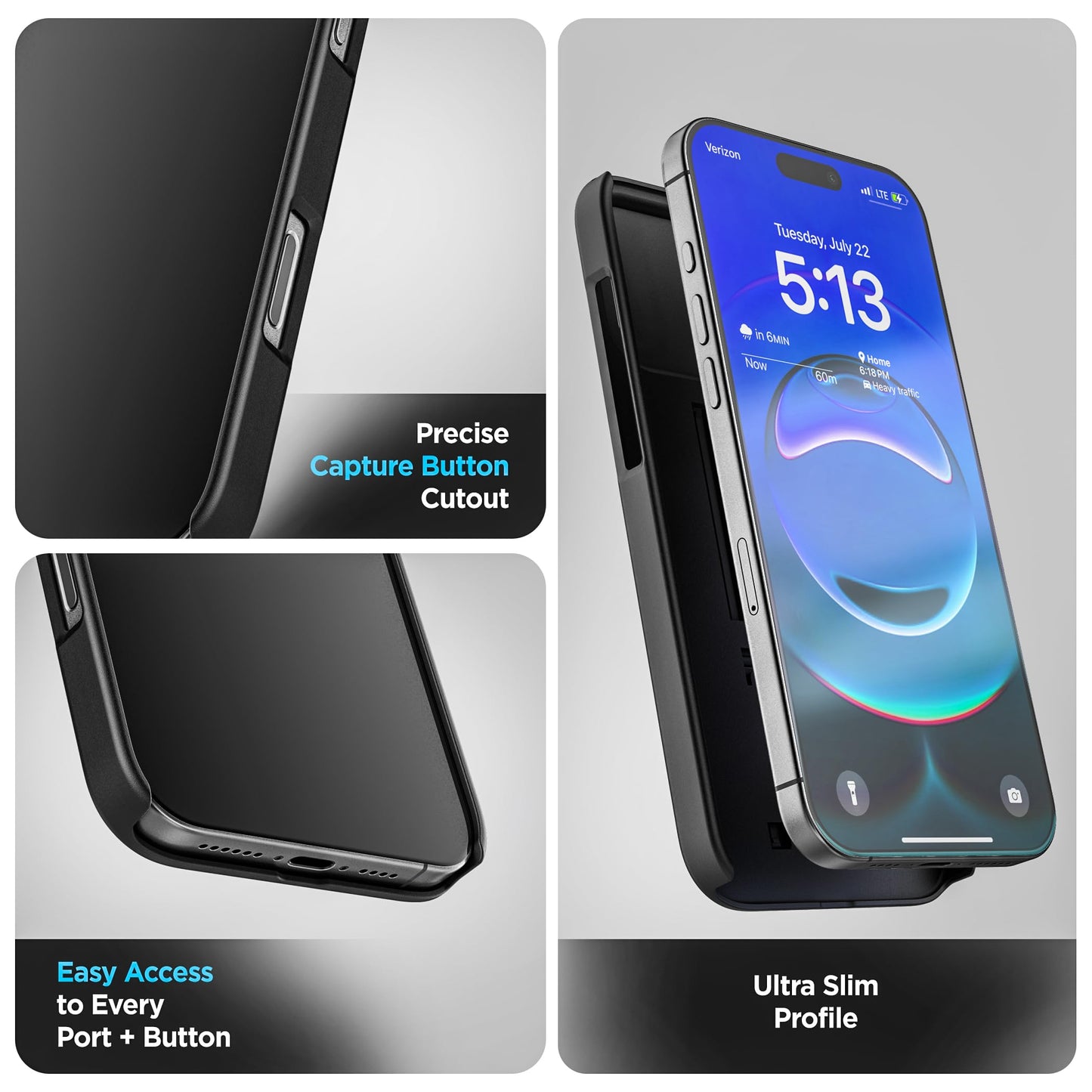 Encased DuraClip Designed for iPhone Air Case with Belt Clip Phone Holster and Kickstand (Matte Black)