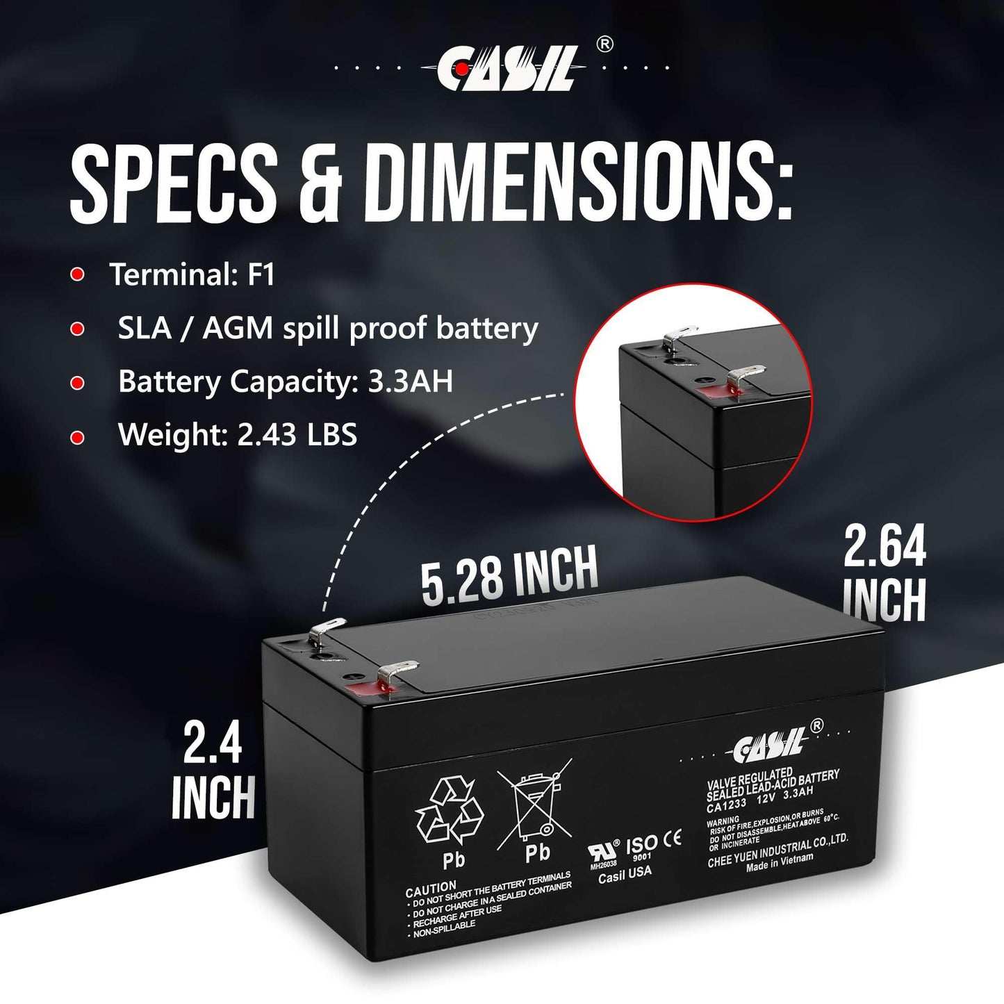 Casil Replacement Battery for APC Back UPS ES 350