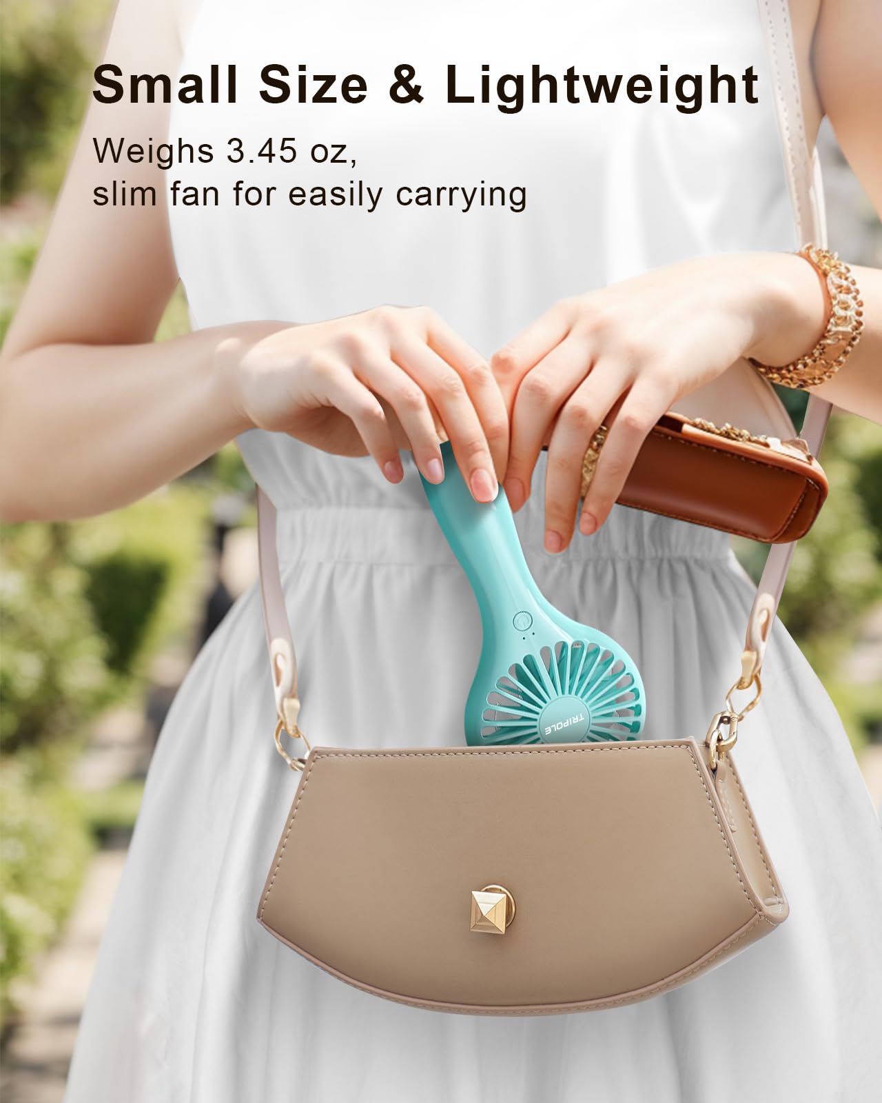 TriPole Portable Mini Handheld Fan, Rechargeable Small Personal Eyelash Fan