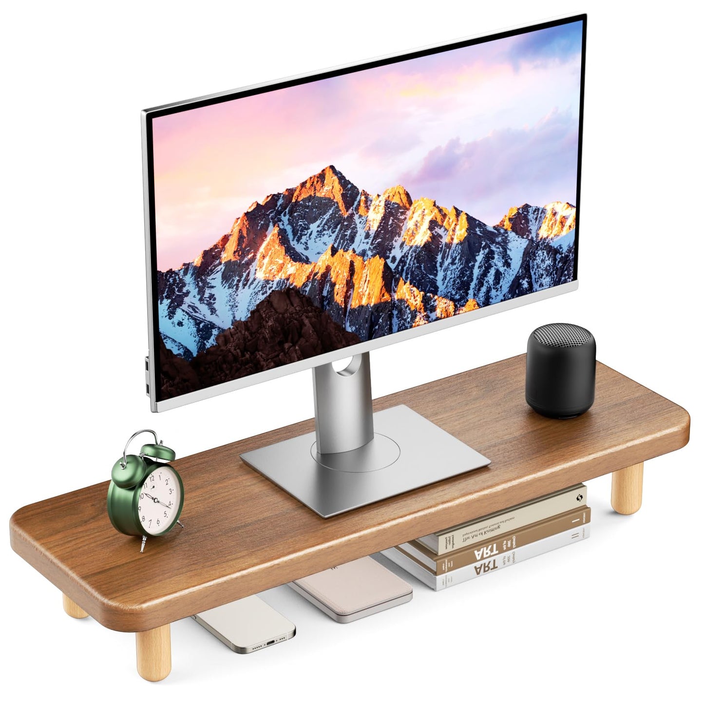 NestNeat Monitor Stand Riser, 24 Inch Wood Desk Organizer with Monitor Stand & Storage Computer Monitor and Laptop Riser Multifunctional Laptop Stand