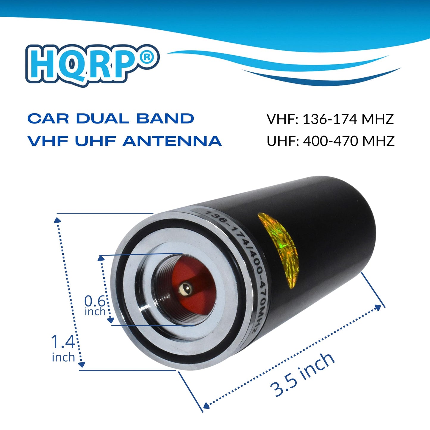 HQRP HH-N2RS Dual Band NMO Antenna for Mobile Ham Radio VHF 136-174MHz UHF 400-470MHz Low Profile 3.5" Stealth Replacement Antenna for Midland Kenwood