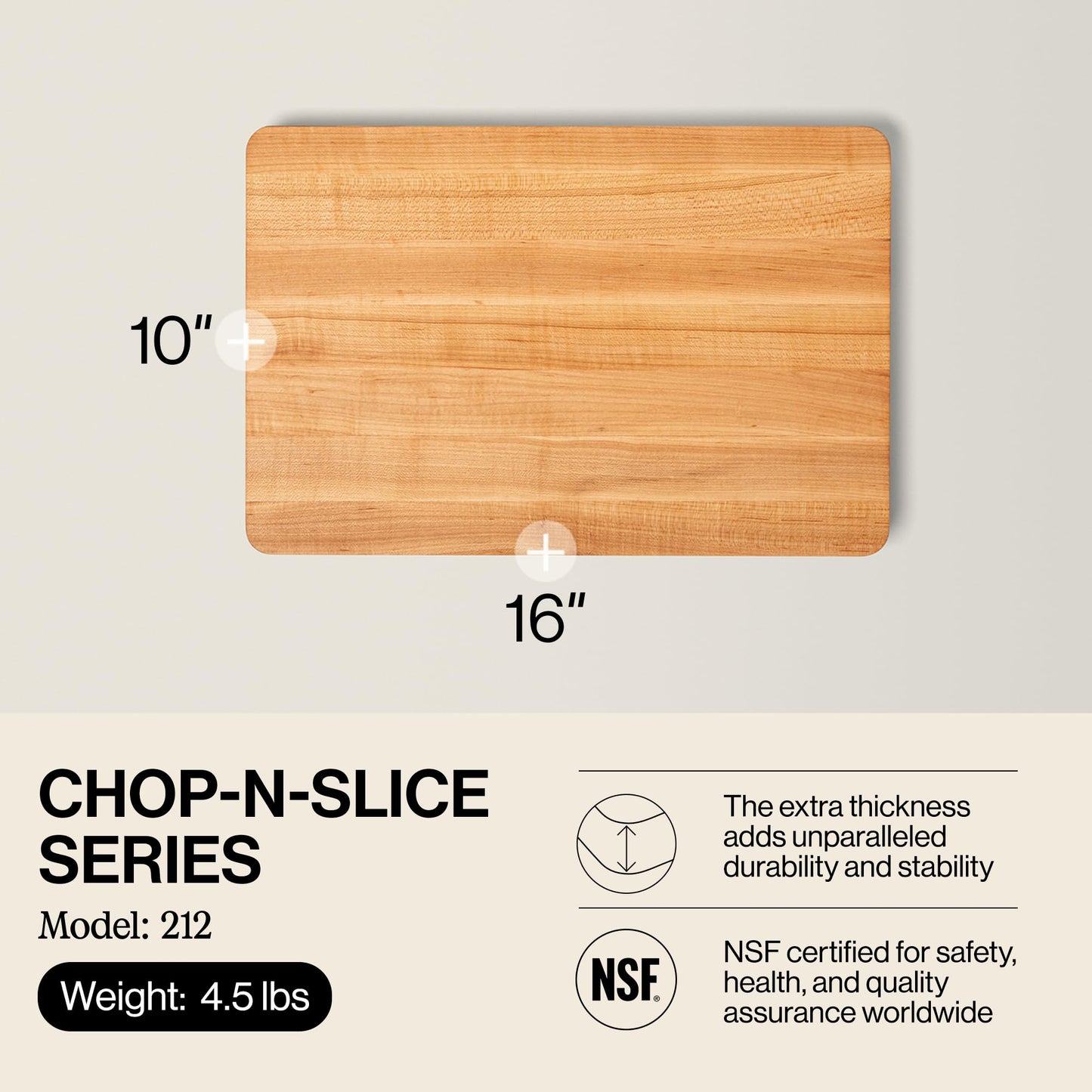 John Boos Chop-N-Slice Series Rectangular Wooden Maple Cutting Board 16”x10” - 1” Thick, 4.5-lb Reversible Butcher Block with Eased Corners…