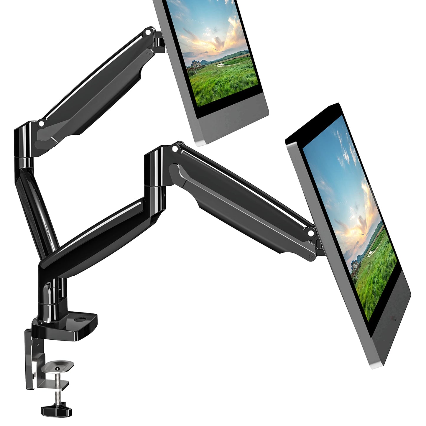 UPGRAVITY Dual Monitor Mount, Dual Monitor Desk Mount for Two Ultrawide 22"-34" Flat/Curved Computer Screens, Fully Adjustable Gas Spring Double