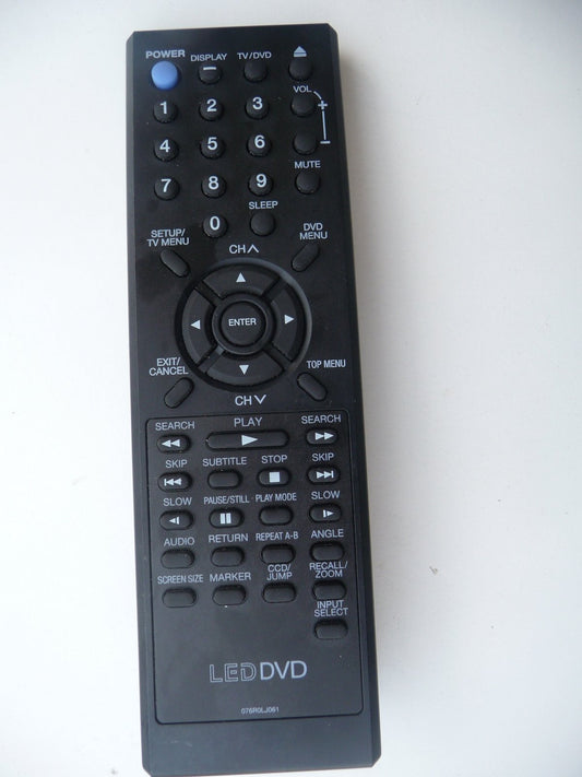 Replacement Remote Control for SANSUI SLEDVD196, SLEDVD197, 076R0LJ061, SLEDVD226B, SLEDVD244