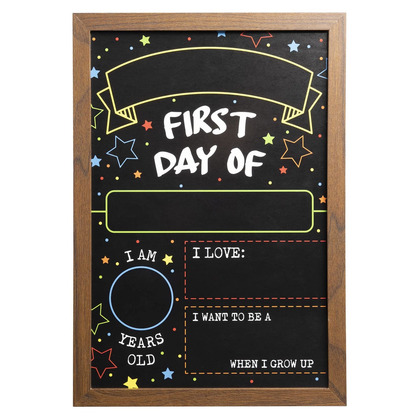 First Day Last Day of School Double Sided Sign with Frame (Reusable Dry Erase Board for Liquid Chalk Markers - 9.17" x 13.27")