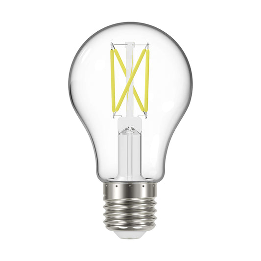 Satco S12408, Clear, Medium Base, 2700K, 90 CRI, 120 Volt, 5 Watt LED A19 Bulb