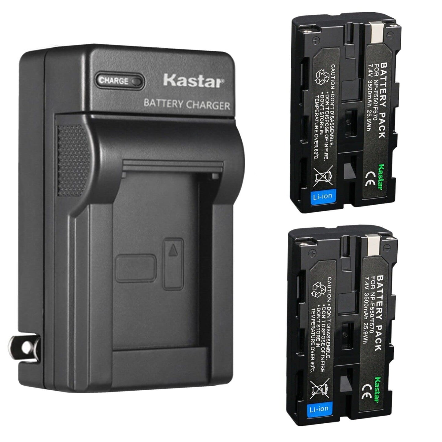 Kastar 2-Pack NP-F580 Battery 7.4V 3500mAh and AC Wall Charger Replacement for Blackmagic Design NP-F570 Battery, Blackmagic Design Pocket Cinema