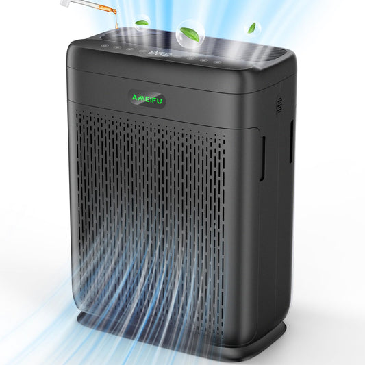 Air purifiers for Home Bedroom Large Room up to 1740 ft² HEPA Air Purifier with Double-Sided Filters Aromatherapy Function(Black)
