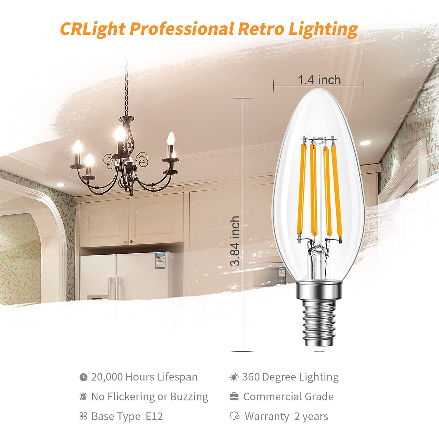 Qingmiao B11 E12 LED Bulbs, Dimmable 4W, 3000K Soft White, 40W Equivalent