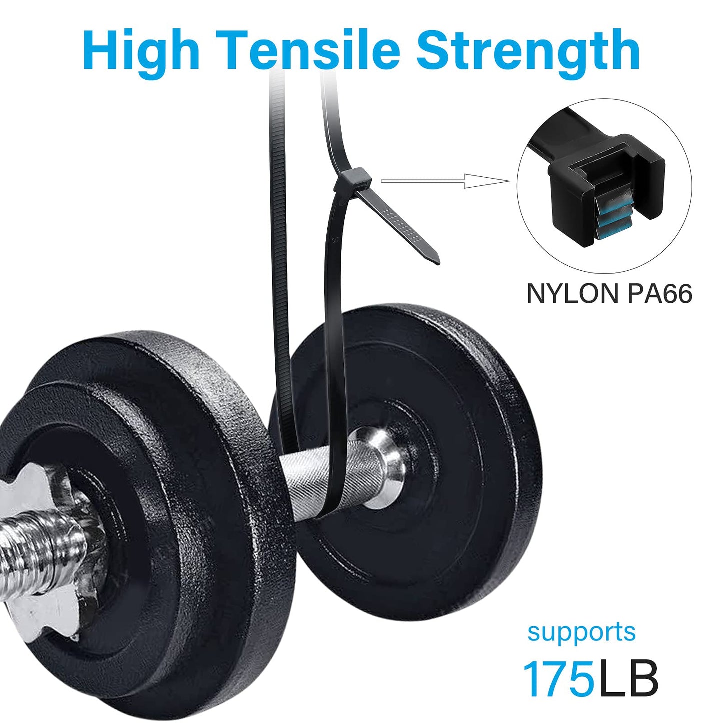 Extra Long Zip Ties Heavy Duty Outdoor, Premium Black Large Zip Ties 48 inch Cable Ties with 175 Pounds Tensile Strength, 12 PCS