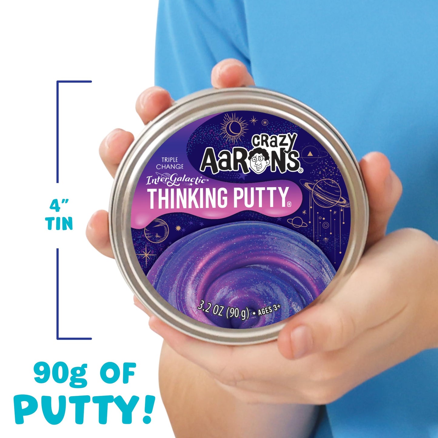 Crazy Aaron's Thinking Putty - Intergalactic - Triple Color Changing Putty for Kids and Adults in a 4" Tin - Creative and Endless Fun, Stress Relief…