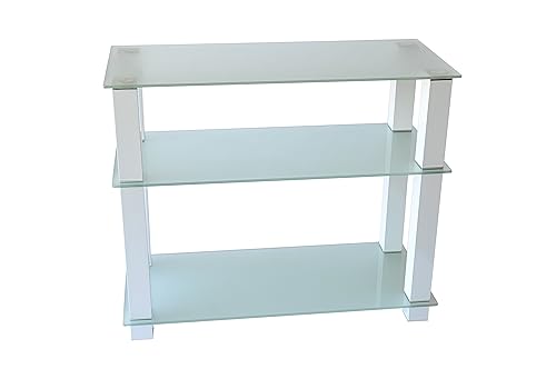 RTA Home and Office Extra Tall Frosted Glass LCD and Plasma TV Stand for a 35" TV, Gloss white