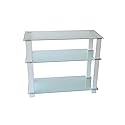 RTA Home and Office Extra Tall Frosted Glass LCD and Plasma TV Stand for a 35" TV, Gloss white