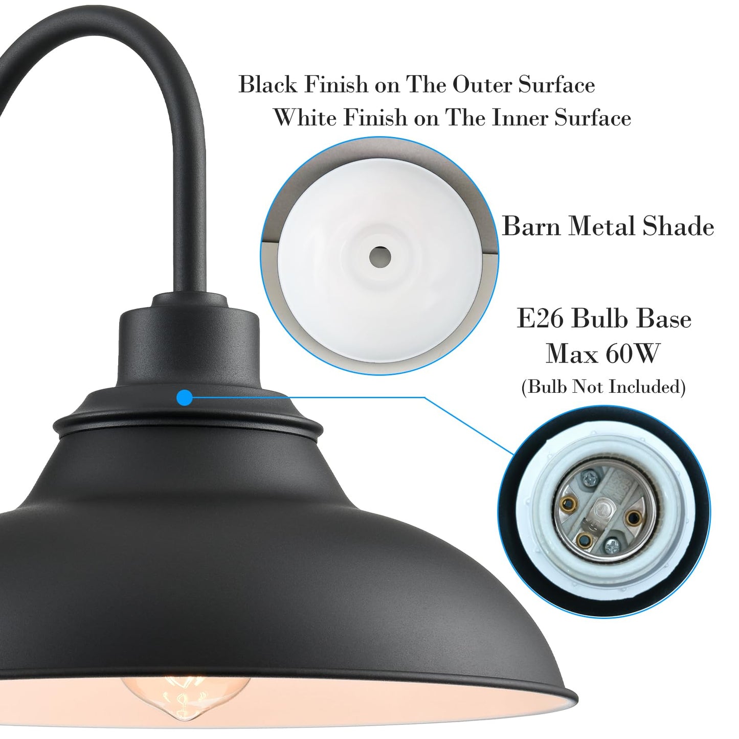 SAMTEEN Farmhouse Black Outdoor Wall Light Barn Light Fixtures Indoor Wall Sconce Waterproof Porch Light Fixture for House Garage Entryway Bedroom