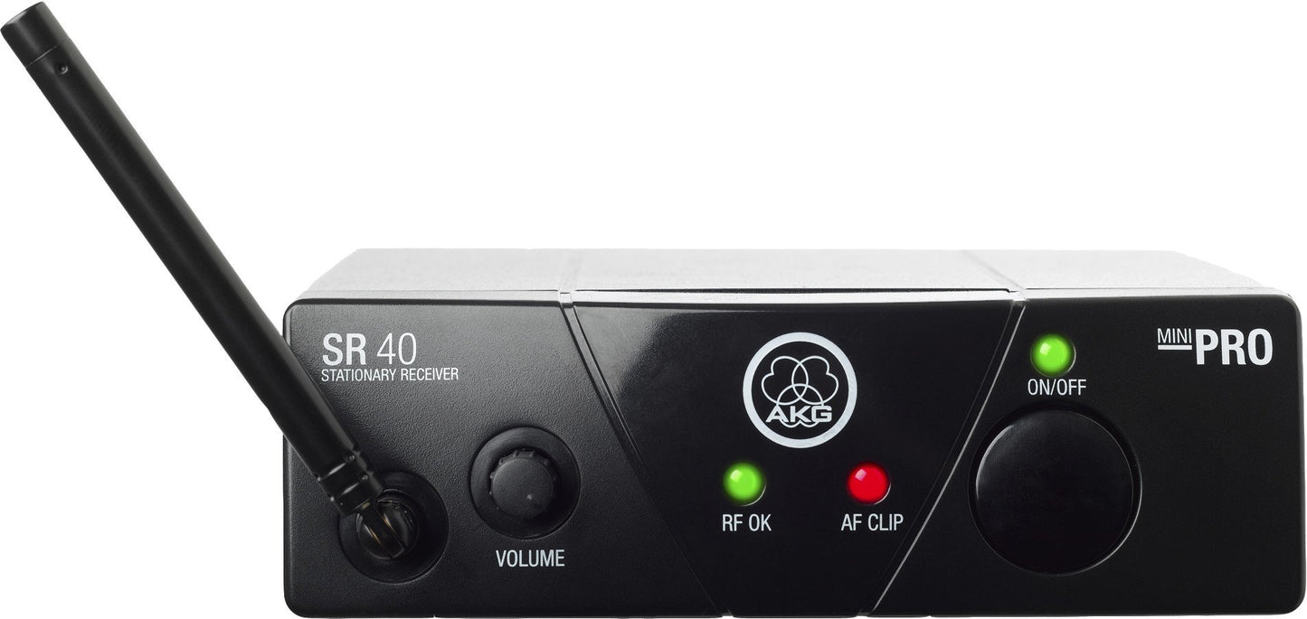 AKG Pro Audio WMS40MINI Vocal Set Band US25C Wireless Microphone System, with SR40 Receiver and PT40 Mini Pocket Transmitter. Black