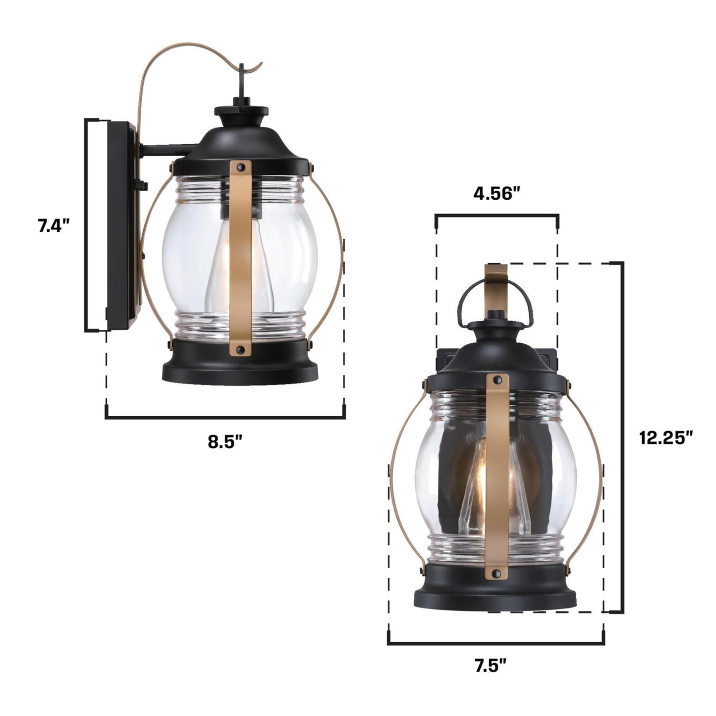 Westinghouse 61391EC Canyon Craftsman-Style One Light Outdoor Wall Fixture with Dusk to Dawn Sensor, Heirloom Brass Finish, Clear Glass