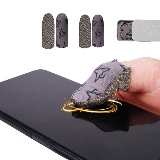 rinsfox Upgrade Fox Superconducting Silver Cloth, Extremely Sensitive Thin Zero Touch, Washable, Mobile Gaming Finger Sleeve,4 Pack For PUBG Knives