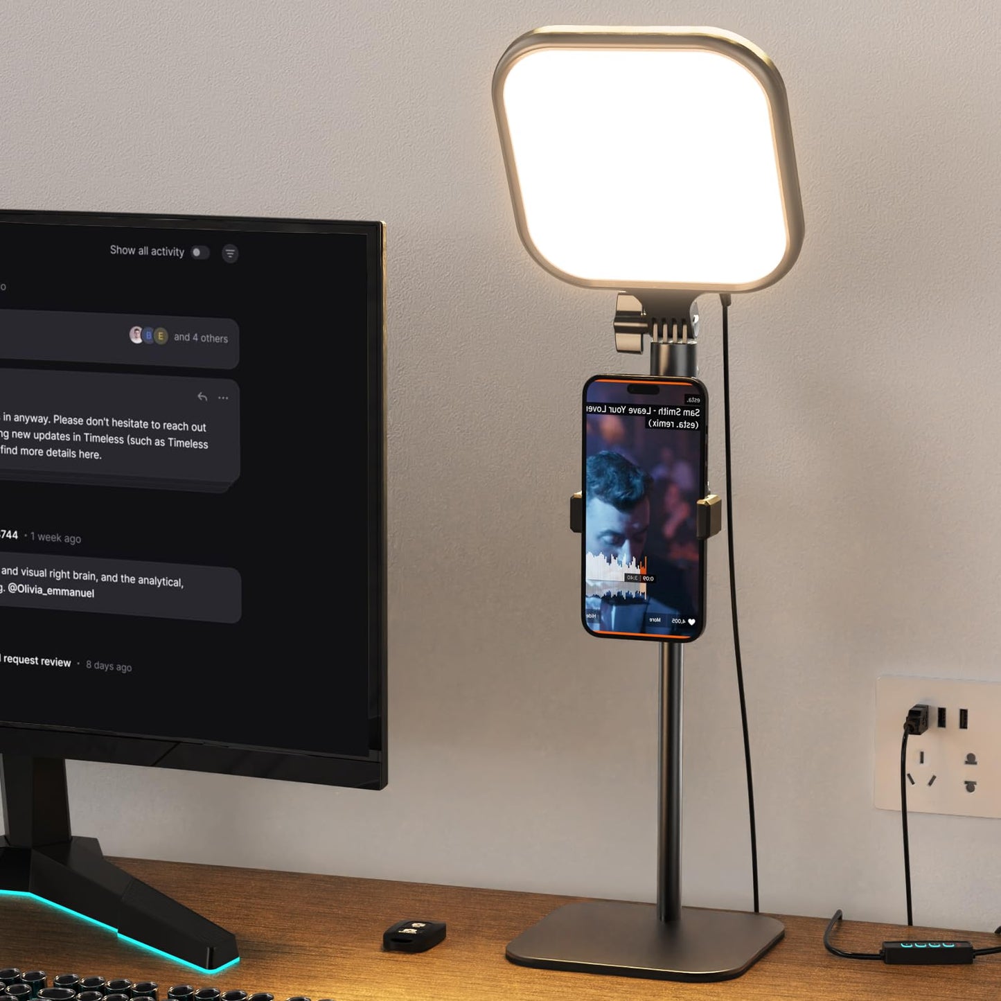 UBeesize Zoom Lighting for Computer, Video Conference Lighting for Video Calls, Desk Light with Stand and Phone Holder for Webcam, Home Office