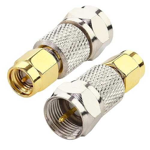 BOOBRIE 2-Pack SMA to F Coax Adapter SMA Male to F Male Coaxial Connector SMA-F RF Coaxial Adapter for RTL-SDR, Antenna, Broadcast Radios and so on