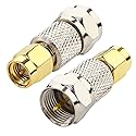 BOOBRIE 2-Pack SMA to F Coax Adapter SMA Male to F Male Coaxial Connector SMA-F RF Coaxial Adapter for RTL-SDR, Antenna, Broadcast Radios and so on