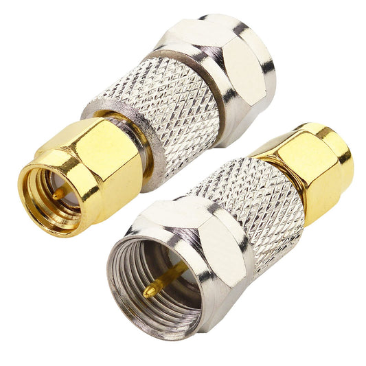 BOOBRIE 2-Pack SMA to F Coax Adapter SMA Male to F Male Coaxial Connector SMA-F RF Coaxial Adapter for RTL-SDR, Antenna, Broadcast Radios and so on