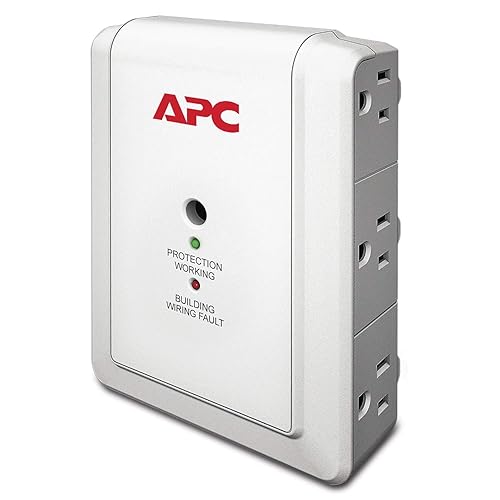 APC Wall Outlet Plug Extender, Surge Protector with USB Ports, P6WU2, (6) AC Multi Plug Outlet, 1080 Joule Surge Protection White