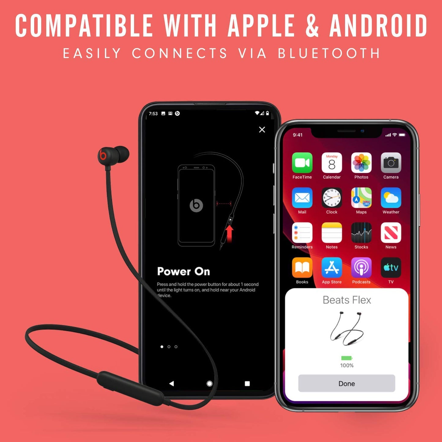 Beats Flex Wireless Earphones - Apple W1 Headphone Chip, Magnetic Earbuds, Class 1 Bluetooth, 12 Hours of Listening Time, Built-in Microphone - Black