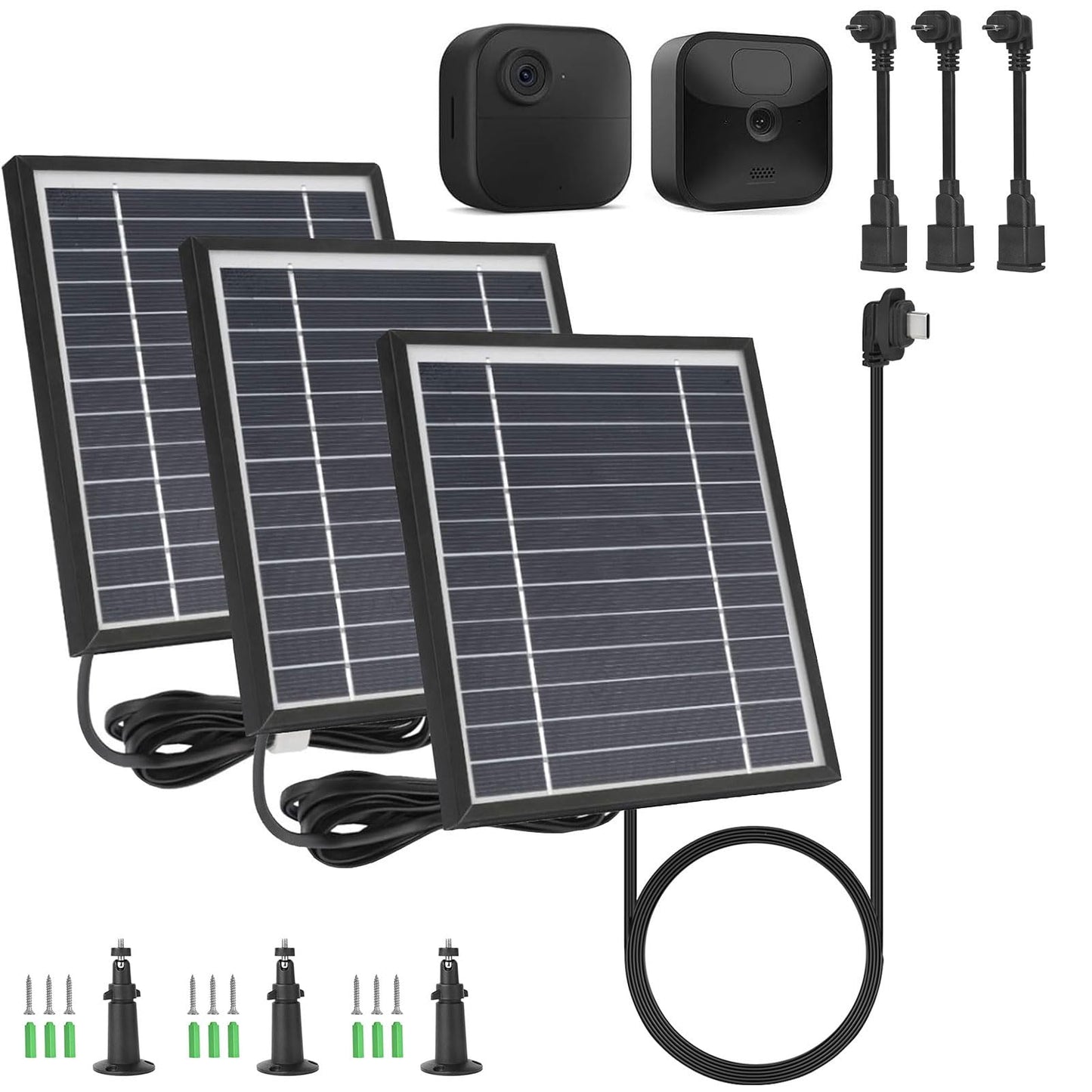 iTODOS 3 Pack Solar Panel Compatible with Blink Outdoor 4 (4th Gen)/Blink Outdoor (3rd Gen) XT3 and Blink XT/XT2 Camera,11.8Ft Outdoor Power Cable