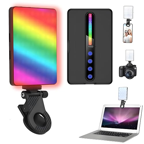 Clip-On Selfie Light, 138 LED, CRI 95+2000mAh, Portable, 3 Light Modes+RGB, with Cold Shoe Mount & Camera Tripod, for Phone iPhone Cameras Webcam