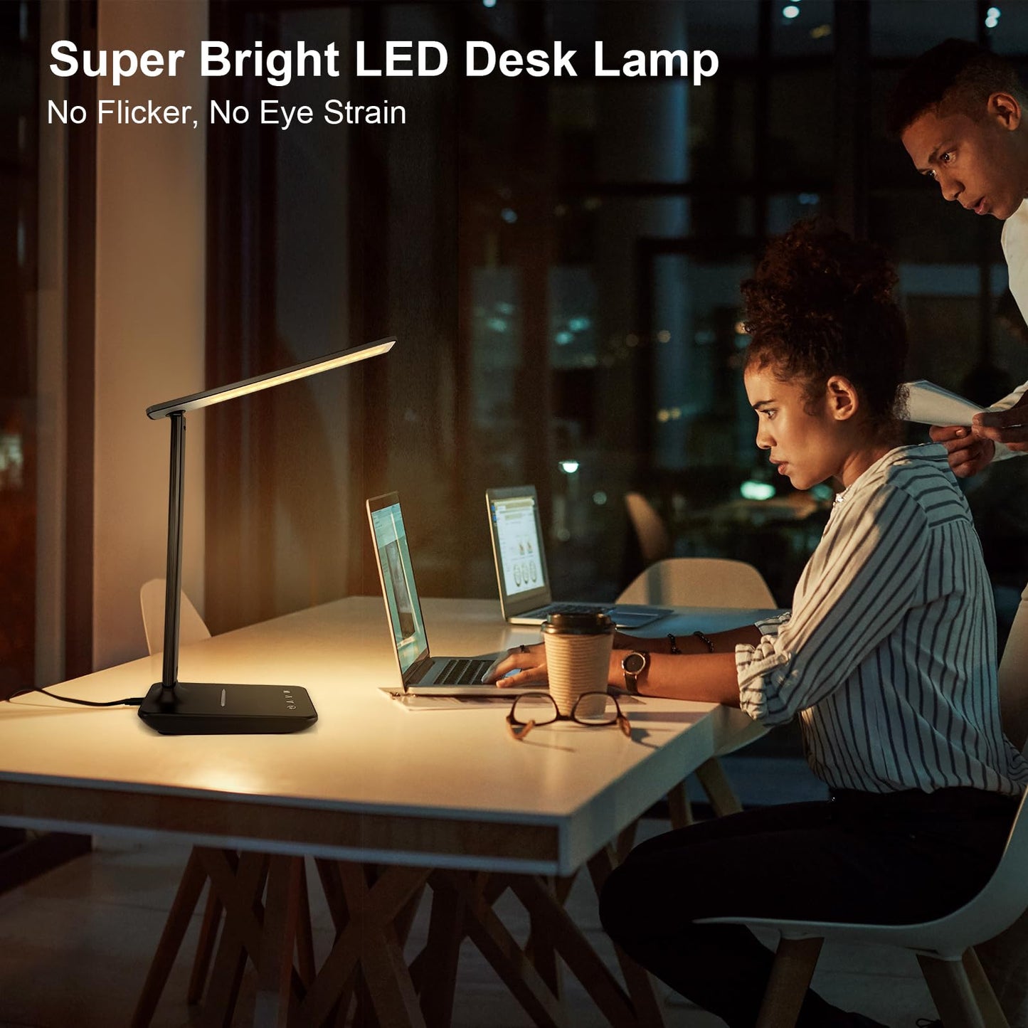shinelife LED Desk Lamp for Office Home, Bright Desk Light with USB Charging Port, Adjustable Dimmable Desk Lamps 5 Modes 5 Brightness, Touch Study