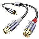 MOSWAG 1 Male to 2 Female RCA Splitter, RCA Y Splitter Cable Audio Video Splitter Adapter Extension Cord Compatible with subwoofers, Speakers, Home