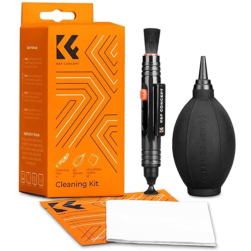 K&F CONCEPT 4-in-1 Camera Lens Cleaning Kit with Lens Cleaning Pen, Camera Air Blower, Microfiber Cleaning Cloth, Lens Cleaner Kit for Canon Nikon