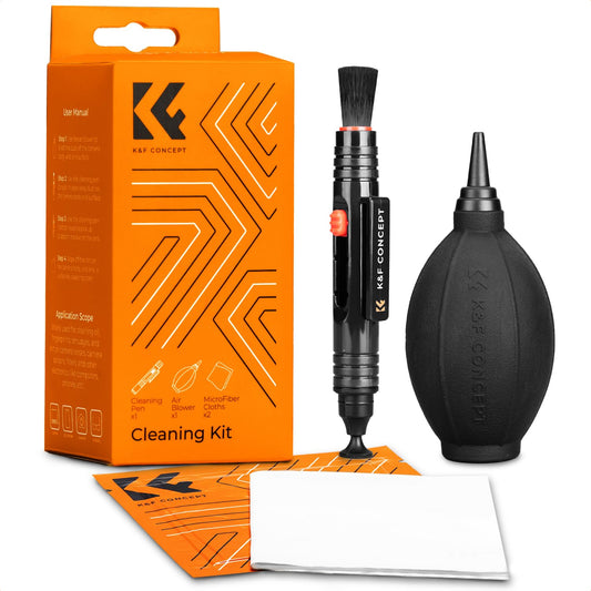 K&F CONCEPT 4-in-1 Camera Lens Cleaning Kit with Lens Cleaning Pen, Camera Air Blower, Microfiber Cleaning Cloth, Lens Cleaner Kit for Canon Nikon
