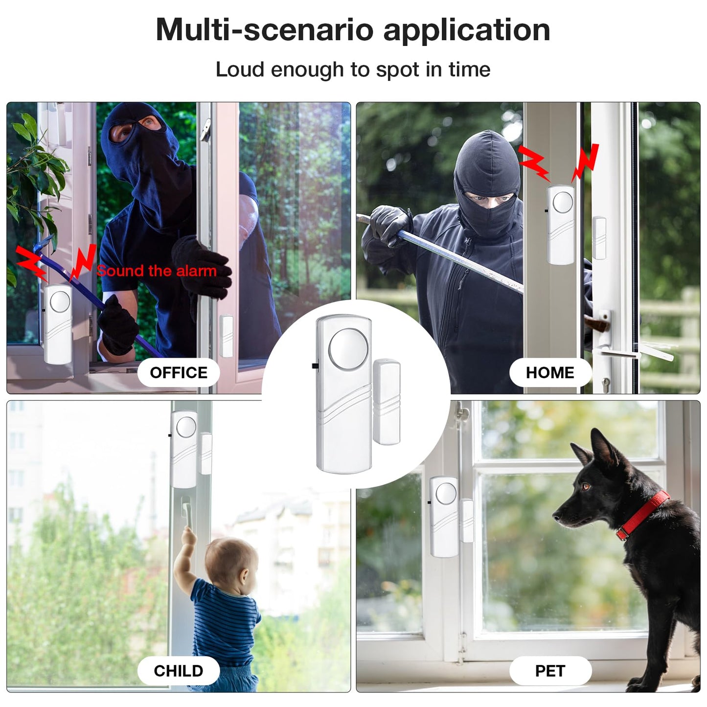 PLOJOP Security Window Door Alarm, Portable 90dB Wireless Sensor for Home & Travel Security, Easy DIY Installation, No Tools Needed (Battery Not