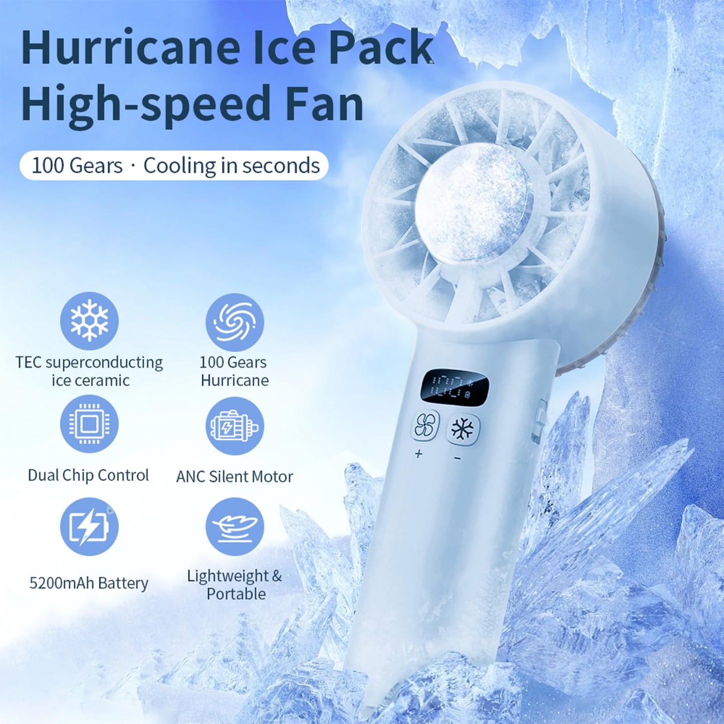 Viraagyiyou Portable Fan Handheld Travel Essentials - Cooling Face Fans Desk Small Fan, 12 Hours Personal Fans Rechargeable Camping Beach Vacation