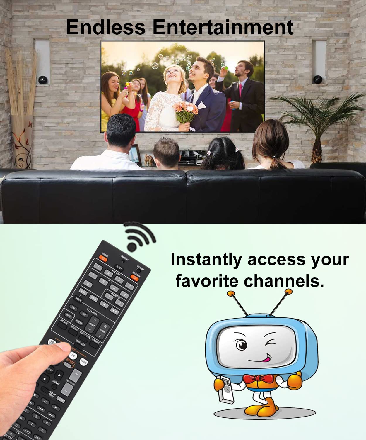 JISOWA Remote Control for Yamaha HTR-3063 RX-V471 YHT-597 HTR-4064 RX-V375 YHT-697 HTR-5066 RX-V565 HTR-6280 RX-V575 RX-A710 YHT-799U RX-V671 YHT-395