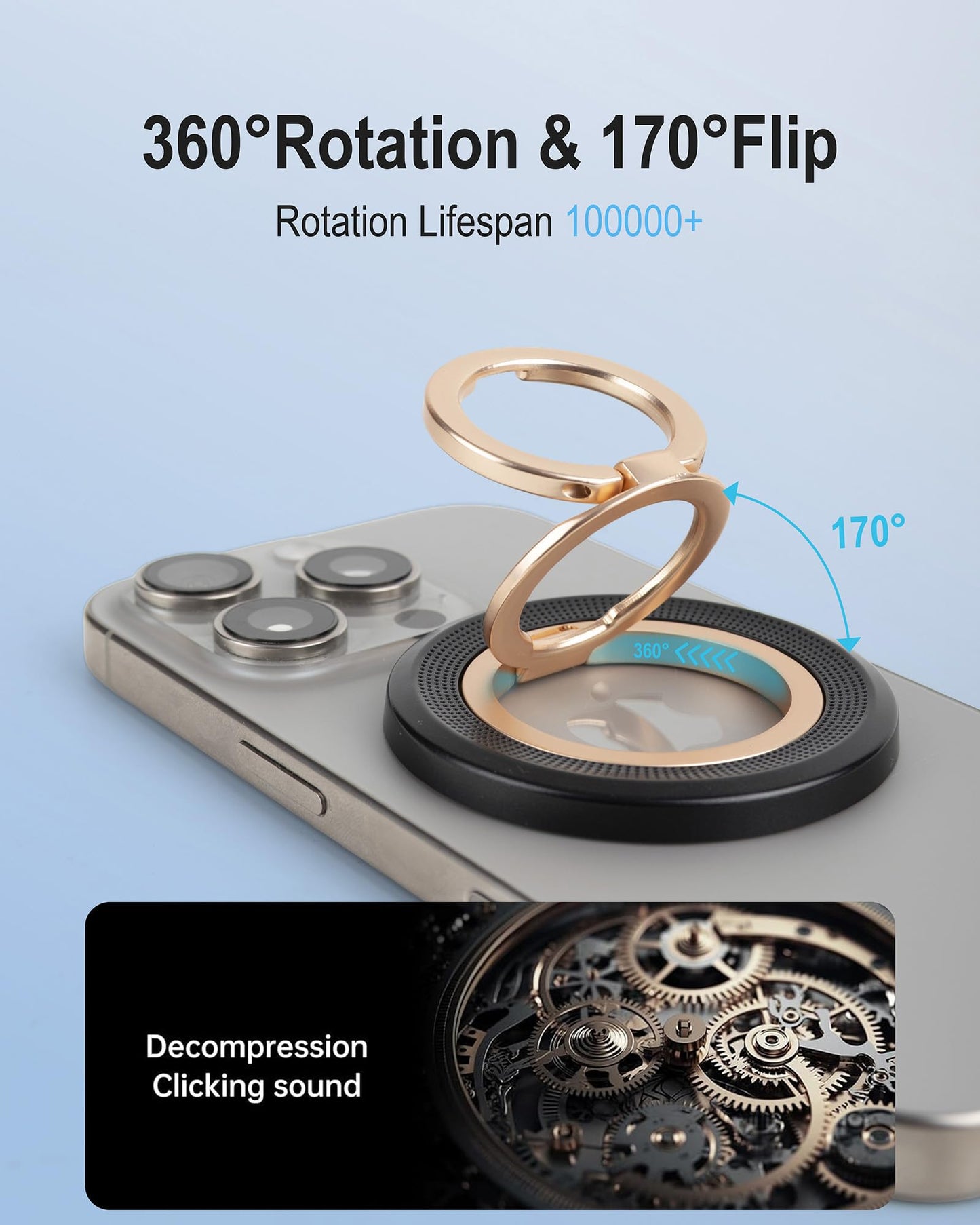 Magnetic Phone Grip, 360° Rotation Magnetic Cell Phone Grip, Ring Holder Kickstand Mag Safe Ring Stand Compatible with iPhone 17 16 15 14 13 12 Pro