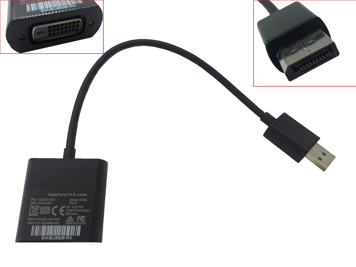 Display Port to DVI SL Compatible HP 753744-001
