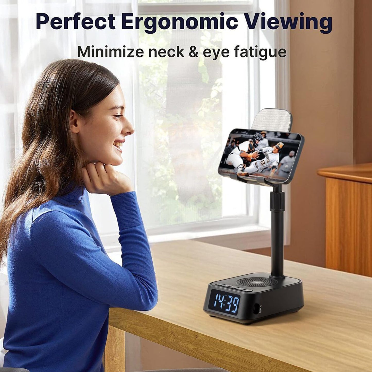 ASEAT Gifts for Men Women, Adjustable Phone Stand Bluetooth Speaker, Birthday Gifts Him Husband, Phone Holder for Kitchen Desk Bedroom, Cool Tech