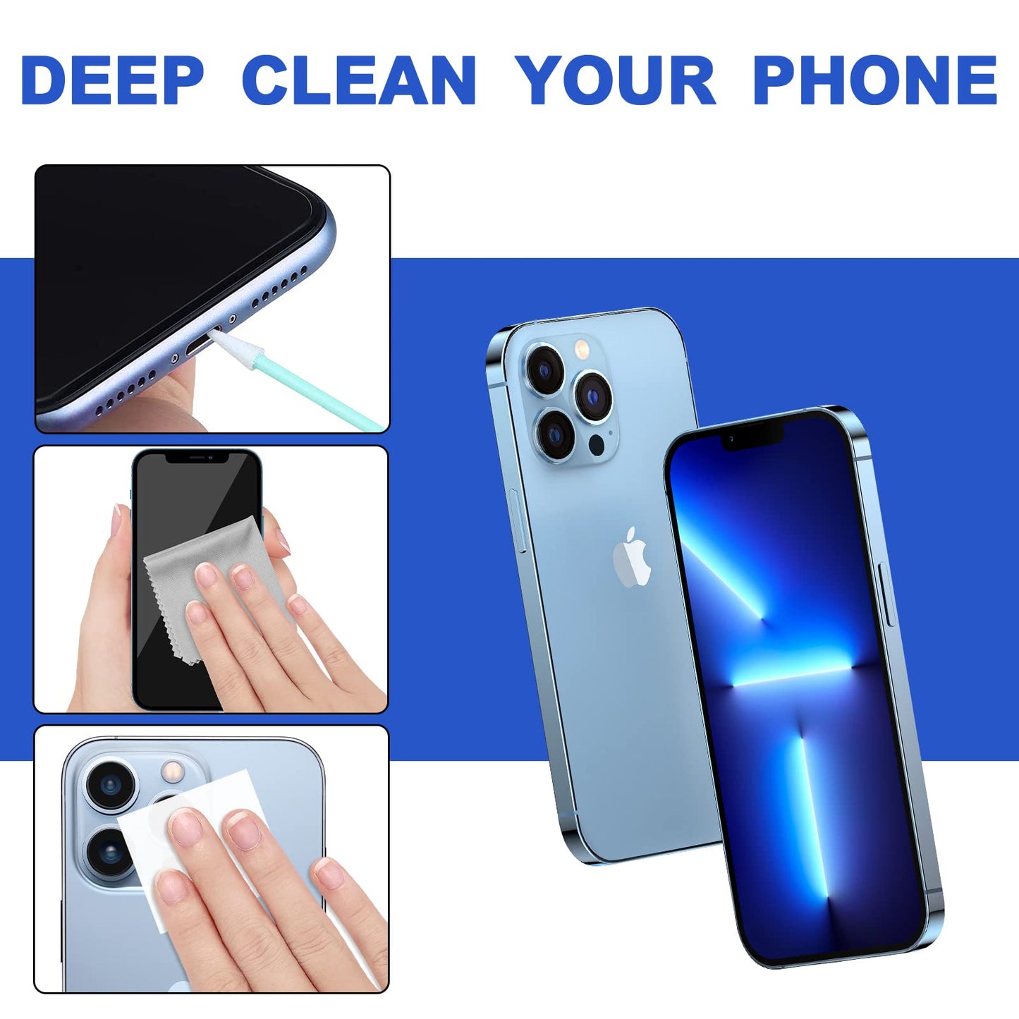 Cell Phone Cleaning Kit, Speaker Cleaner for iPhone, Charging Port Cleaning Tool, Electronic Cleaning kit, Compatible with Airpods Earbuds Camera USB