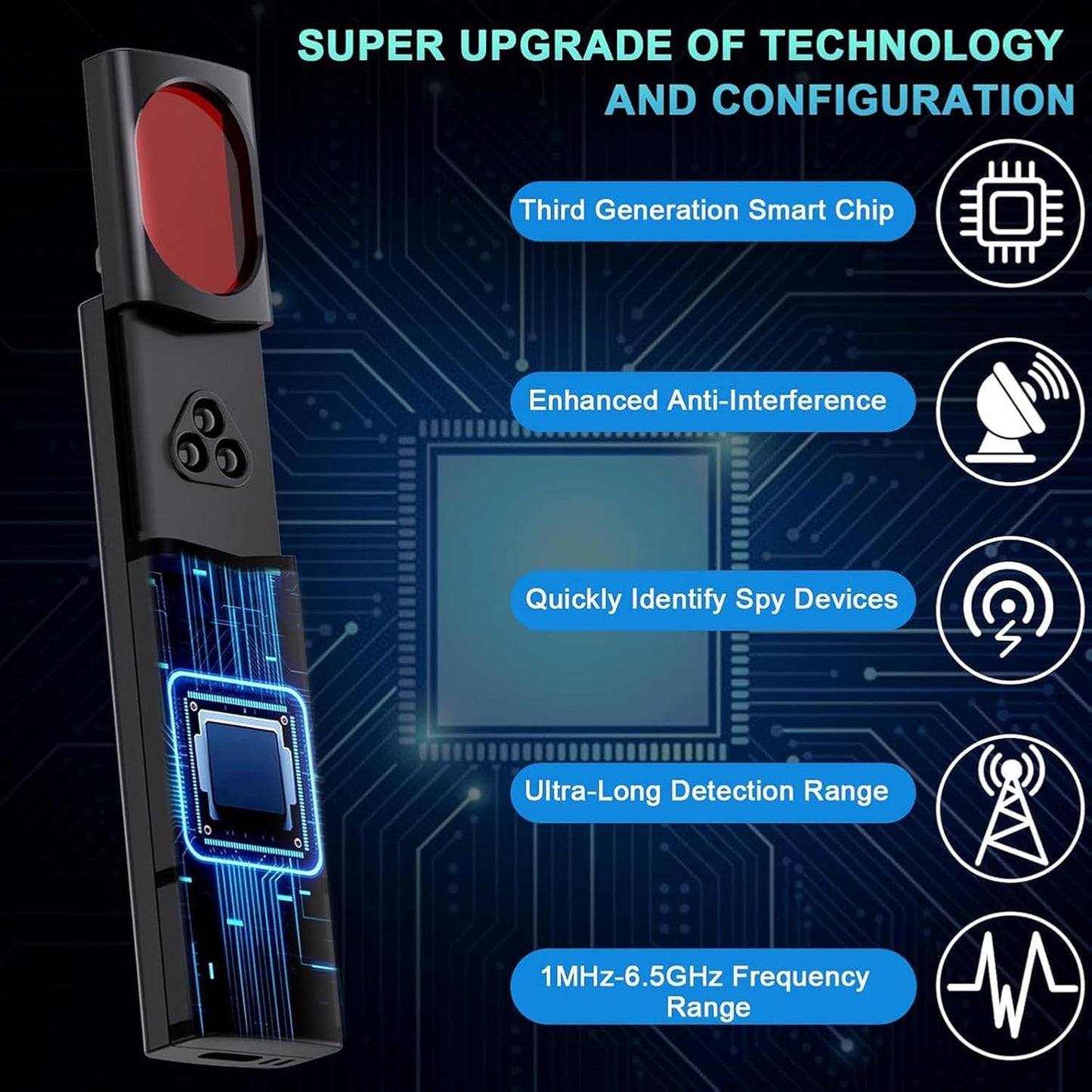 NuBits Hidden Camera Detectors,Spy Camera Finder,Portable Hidden Bug and Camera Detector,5 Levels Sensitivity 6 Modes,Wireless Rechargeable