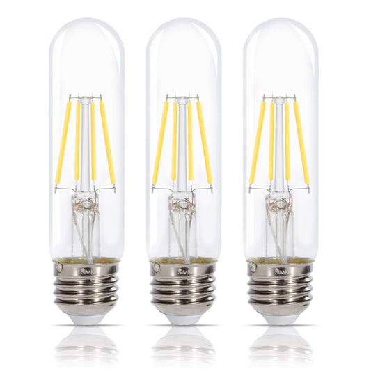 Simba Lighting LED T10 Edison Filament 6W 120V Light Bulb E26 4000K, 3 Pack