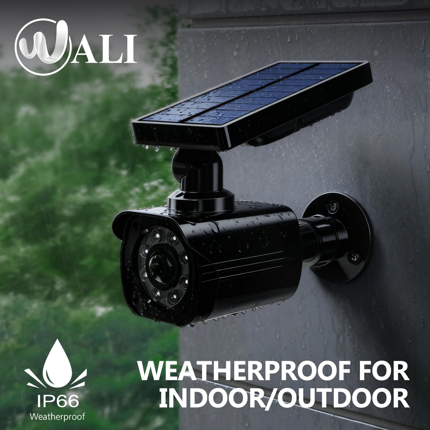 WALI Dummy Fake Camera, Security Camera with Motion Sensor Flood Light, Simulated Surveillance Security CCTV Dome Camera Indoor Outdoor (TCB2-SOL), 2